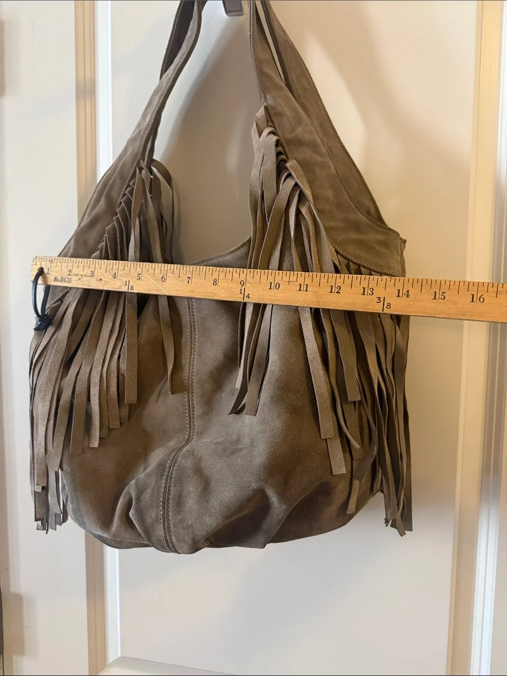GUC JJ Winters XXL Taupe Suede Fringe Hobo Bag
